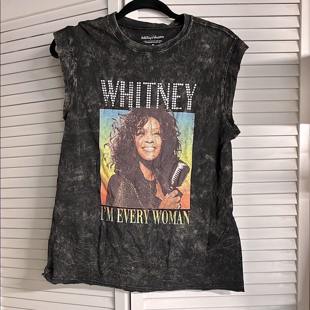 Whitney Graphic Muscle Tank Top - Black